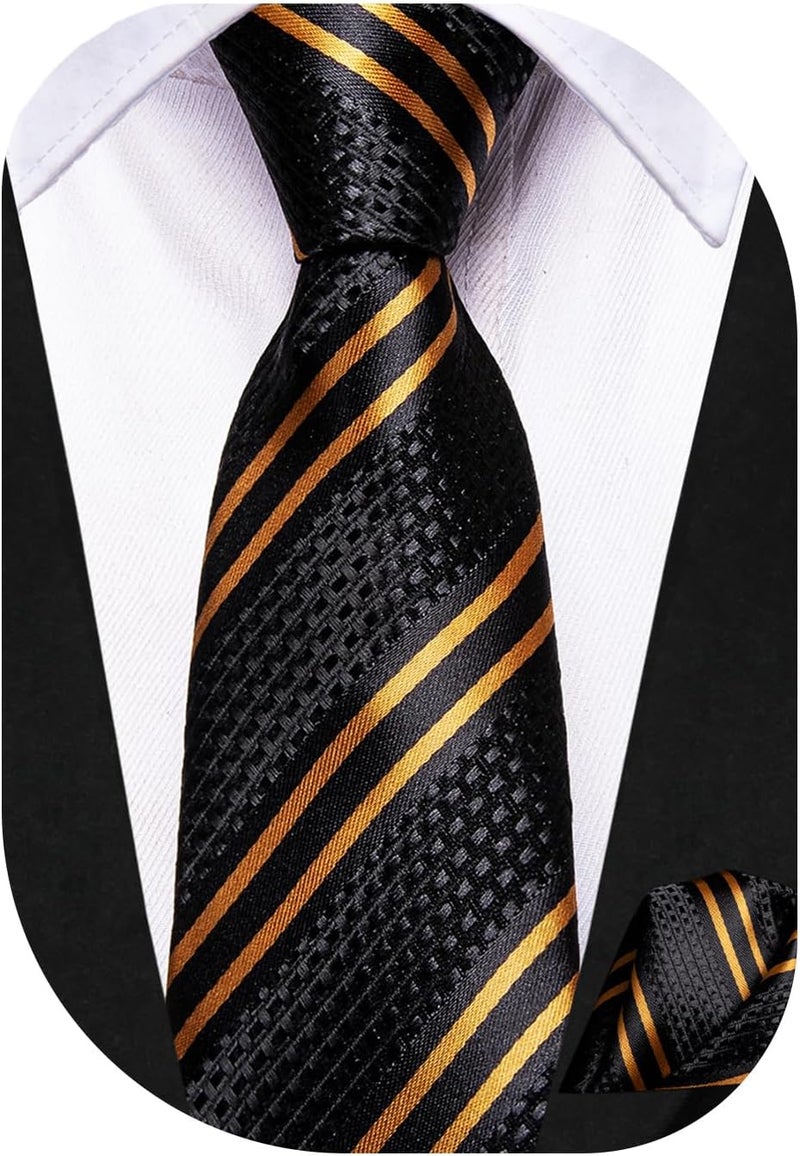 Dubulle Ties for Boys Self Tie Silk Paisely Striped Kids Necktie and Pocket Square Set for Age 8-11 - Image 1